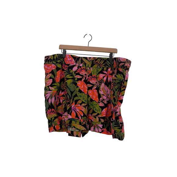 Terra & Sky Womens Tropical Floral Pull On Linen Blend Shorts Plus Size 2X - Picture 1 of 6